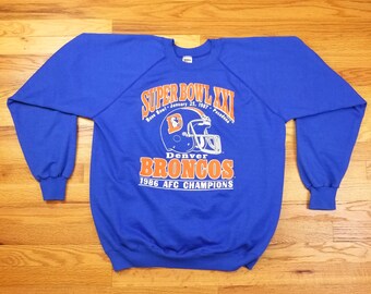 Vintage 80s Denver Broncos Super Bowl Trench Sweatshirt 90s Shirt XL