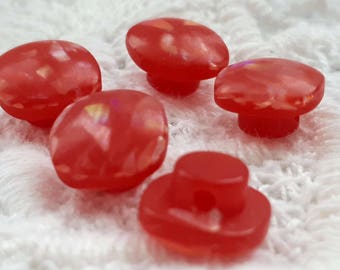 set of 5 glitter 10 mm vintage red shank buttons