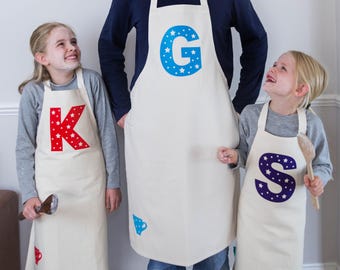 Personalised Letter Apron|Personalised kids Apron|personalised cooking apron|party favour|letter apron|personalised initial apron