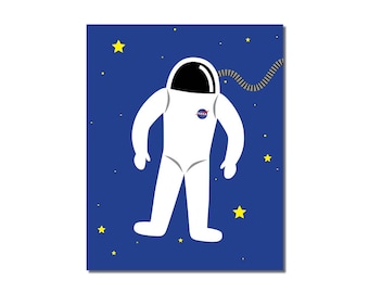 S A L E - Astronaut - 5x7 Children's Art Print - Outer Space Theme