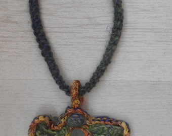 Necklace Freeform Crochet Sea Glass