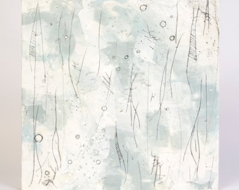 Original Gray and White Abstract Encaustic Painting
