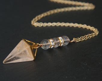 quartz necklace, quartz jewelry, quartz pendant, quartz stone, crystal necklace, crystal point, quartz point necklace, clear quartz