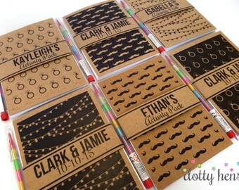Personalised Childrens Wedding Activity Pack Favour - A6 Kraft Pattern Book with Crayon Pen