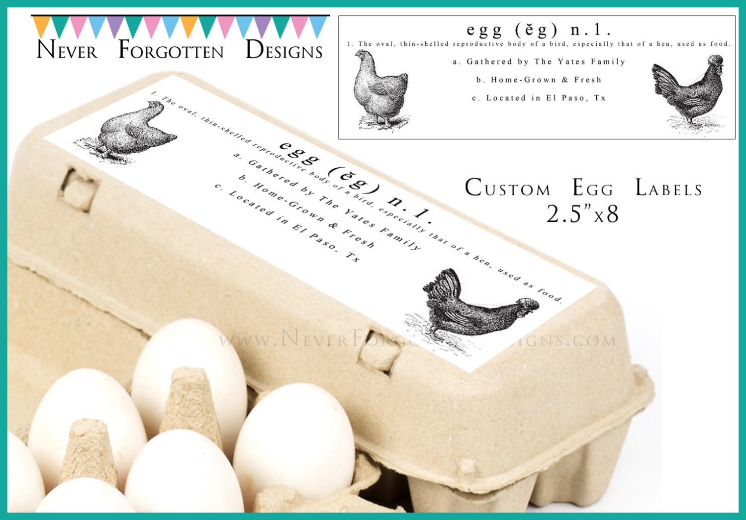 Egg Carton Label Size