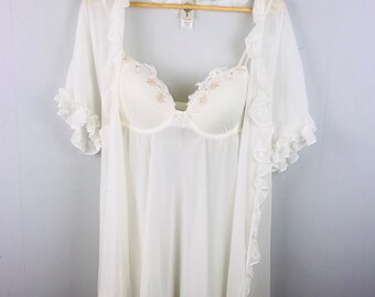 In Bloom Babydoll Camisole An Housecoat White Lace Set Size Xl