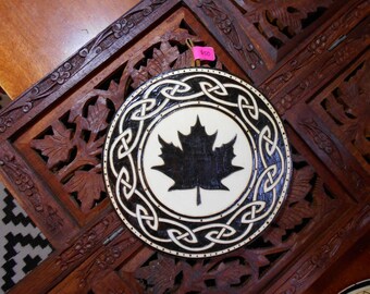 6.5" Maple Leaf Pyrography Art - Wood Art, Maple Leaf Wall Art, New England Art, Spiritual Wall Art