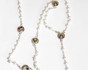 Servite rosary Our Lady of The seven sorrows White beads mater dolorosa chaplet of seven sorrrows dolor rosary