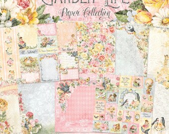 Blue Fern Garden Life Collection 12 x 12 Scrapbook Paper Pad Full Collection Pack, 2-Each Of 10 Designs, 20 Double Sided Papers Total