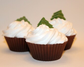 Peppermint Hot Cocoa Cupcake Soap, Dessert Soap, hot cocoa cupcake, cupcake soap, food soap, soap, gift idea, soap, Bakery Soap.