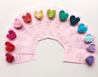Crocheted Heart Pin Valentines