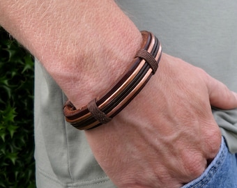 Men's Copper Bracelet, Men's leather bracelet, Men's Leather and Copper Bracelet, Men's Copper bracelet, Copper Bracelet, Leather Bracelet