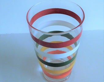 Vintage Striped Glass Shaker - 1950's - Anchor Hocking Fiesta Bands