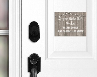 No Soliciting Night Shift Worker Sleeping Front Door Magnet, Night Shift Worker Sign, Do Not Knock, Do Not Ring Doorbell, Shift Worker, 049