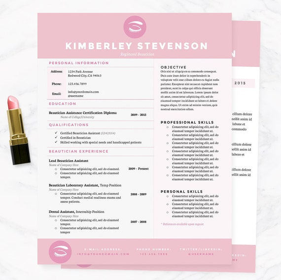 crisp pink resume cover letter  u0026 references template package