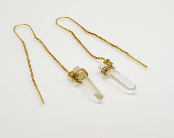 Boucles d'oreilles Or et quartz