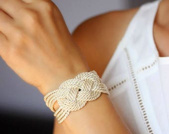 Sailor Knot Bracelet Ivory White Bracelet Knot Bracelet Rope Bracelet Nautical Sailor Knot Rope Knot Nautical Bracelet Nautical Knot NT