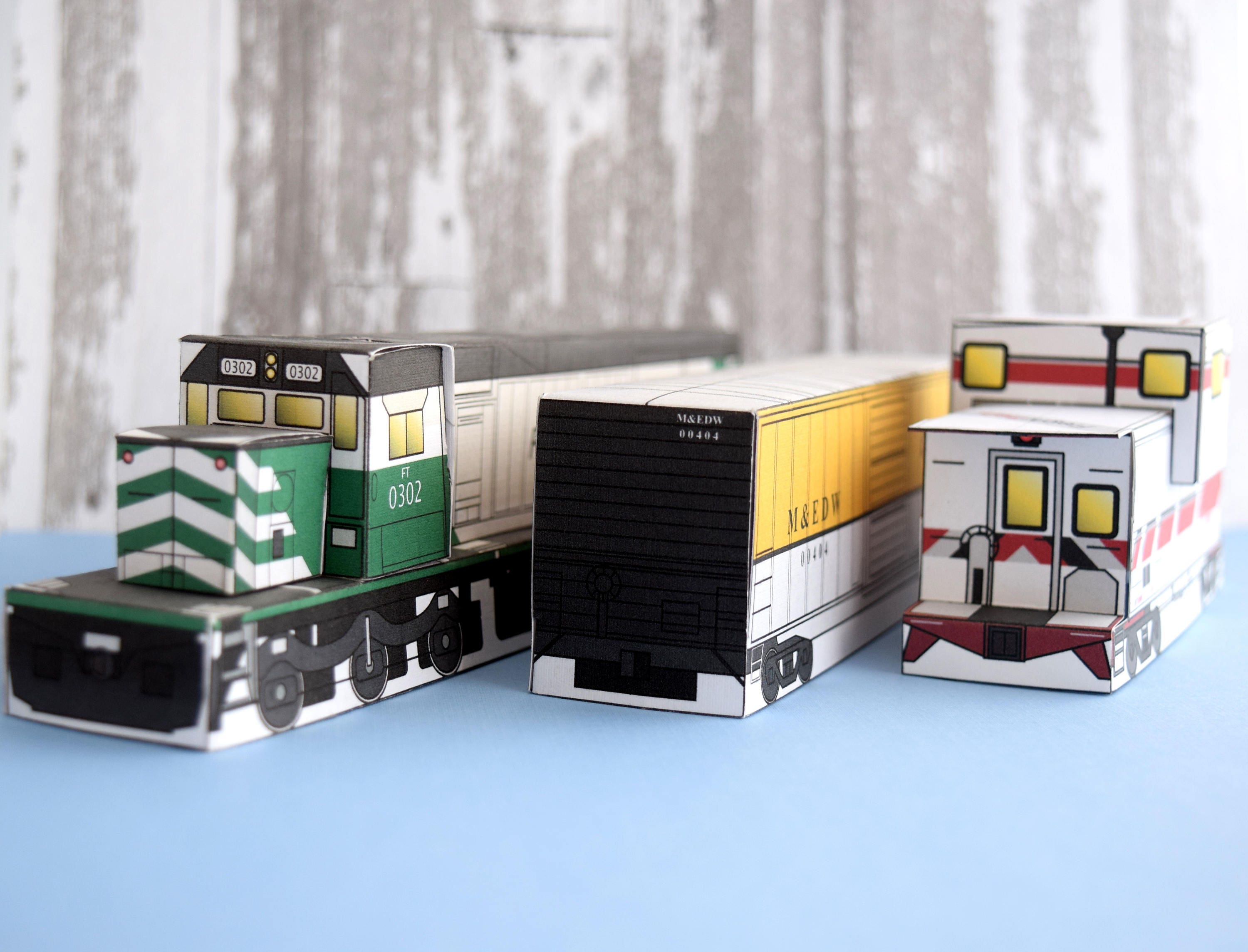 Freight Train Set Red Make Your Own Model Template Papercraft Kids