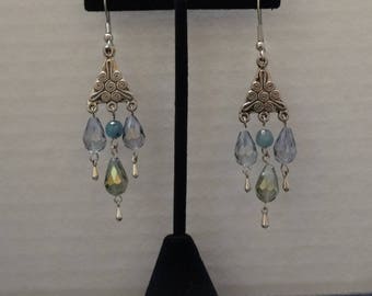 Iridescent Beaded Chandelier Earrings