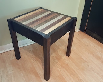 Rustic Wood End Table With Locking Concealed Compartment Magnetic Lock