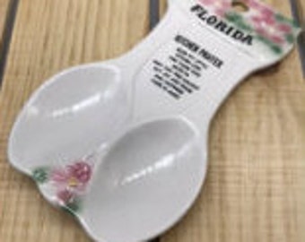 Vintage Florida Spoon Rest // Vintage Double Spoon Rest // Kitchen Spoon Rest // Vintage Trivet