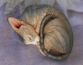 Sphynx Cat Resin UNPAINTED Figurine Blank Kit Unfinished Paint it Yourself Sleeping Sphynx Sculpture Gift for Cat Lover