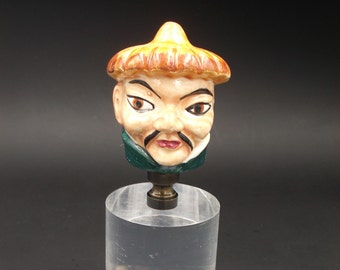 Custom Lamp Finial Featuring The Bust of An Asian Gentleman