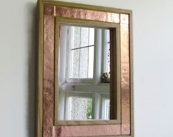 Oak & Copper Mirror, Copper Mirror, Oak Mirror, Wall Mirror, Decorative Wall Mirror, Reclaimed wood, Wood Frame, Copper Frame, Metal Frame