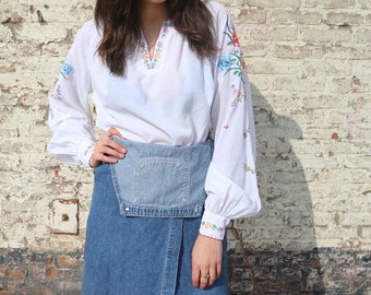 Hippie blouse, floral top, vintage blouse