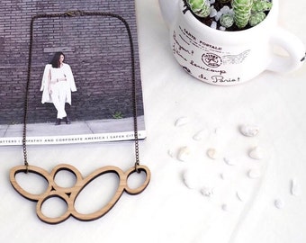 Wooden necklace - laser cut necklace - wooden pendant - wooden jewelry