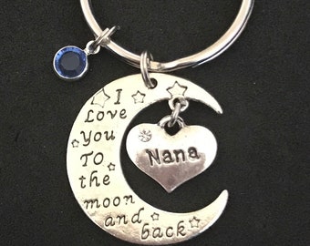 Nana Keychain Charm. Silver Heart Charm for Nana. Keychain