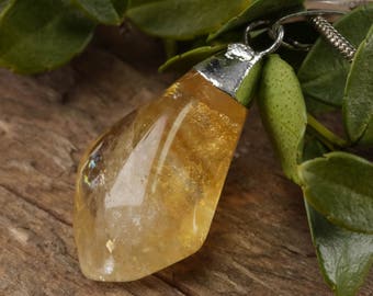 Polished Freeform CITRINE Pendant - Polished Citrine Necklace, Raw Citrine Jewelry, Yellow Citrine Crystal Pendant, Citrine Point E0305