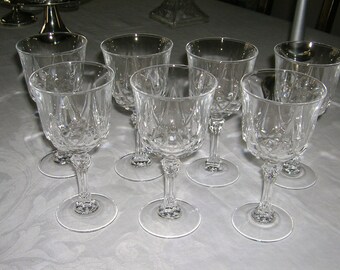 6 Vintage Cristal D'Arques Durand Wine Goblets AUTEUIL Pattern
