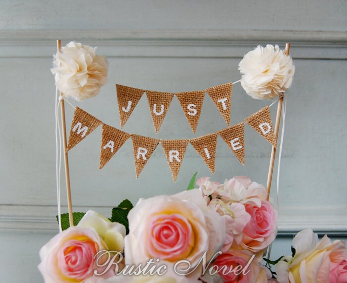 Wedding Cake Topper Rustic Burlap Bunting Cream Wedding Cake Topper Rustic Burlap Bunting Cream
