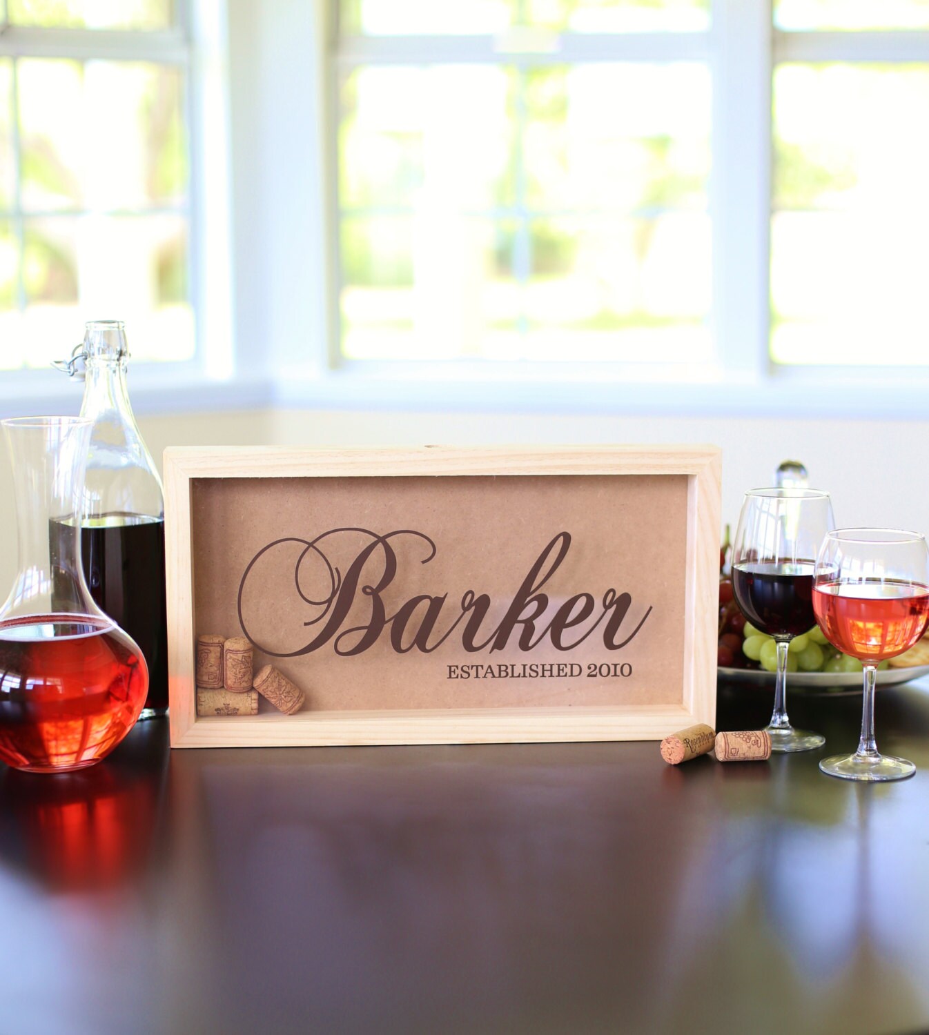 Personalized Wine Cork Keeper Custom Wedding Gift Rustic Barn