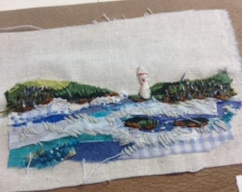 Mixed Media Textile Art Landscape - Harbour