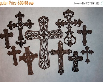 14% OFF 10) Crosses, Mid-Century Cast Iron Cross Collection, Cast Iron Cross Decor, Old-World Cross Decor, "Castile", Free Shipping ~