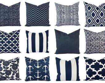 OUTDOOR Pillow - Navy Pillow Cover - Blue Throw Pillow Cover - Navy Outdoor Pillow - Decorative Pillow - Patio Pillow Sham - Blue Pillow