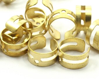 Raw Brass Ear Cuff, 30 Raw Brass Ear Cuffs With One Hole, Earring Findings (9mm) Brs 01-13 D142