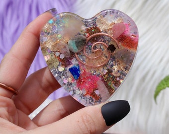 Orgonite® Heart - Love - EMF Protection - Handmade - Quartz Crystal - Crystals - HoodxHippie - Kunzite - Good Vibes- Mothers Day Gift