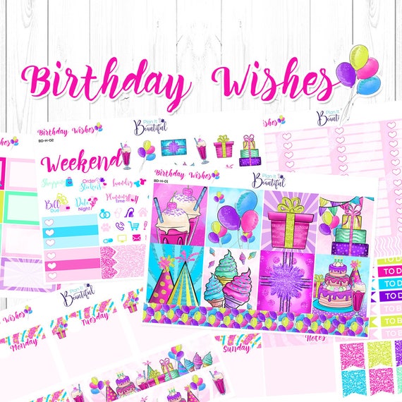 Birthday Wishes Horizontal Weekly Kit Removable Vinyl