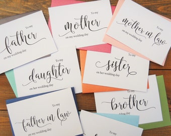 WEDDING DAY CARDS, Groom Card, Bride Card, Mother of the Bride Card, Father of the Bride Card, Wedding Cards, Wedding Thank You Cards