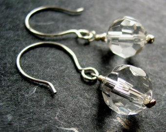 Clear Faceted Glass Earrings