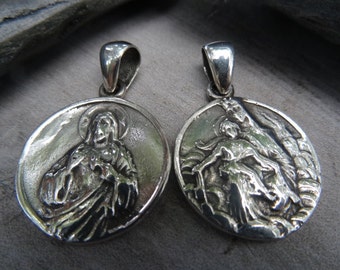 Sterling silver double sided medallion. Holy Family Medallion.
