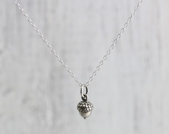Acorn Necklace - Solid Sterling Silver Tiny Acorn Necklace - Acorn Pendant - Small Acorn Necklace - Acorn Jewelry - Nature Jewelry - Autumn