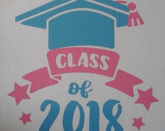 Vinyl decals, "Class of 2018" permanent or temporary Decal for wall, car, glass