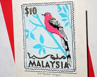 Red Headed Toraco/Malaysia stamp card