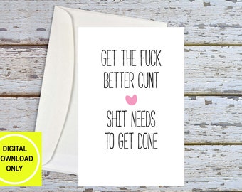 Get Well Soon Card, Funny Get Well Cards, Printable Card For Him, Get Well Cards, Funny Husband Cards, Funny Boyfriend Cards