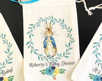 Peter Rabbit Baby Shower Party Favor Bags | Thank You Gifts | Girl Boy Baby Shower | Beatrix Potter One Year Birthday | Set of 10 | 4x6 6x8