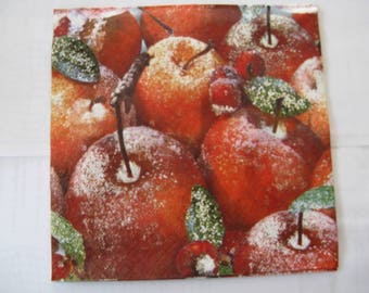 set of 2 frosted apples paper napkins